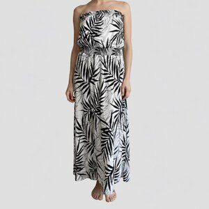 Mossimo Bamboo Leaf Print Strapless Dress White/Black XXL
